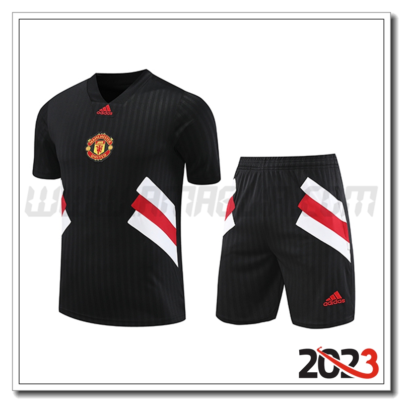 Kit Maglia Allenamento Manchester United + Pantaloncini Nero 2023 2024 -02