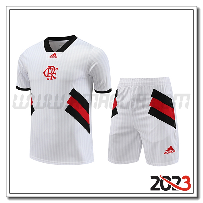 Kit Maglia Allenamento Flamengo + Pantaloncini Bianco 2023 2024 -02