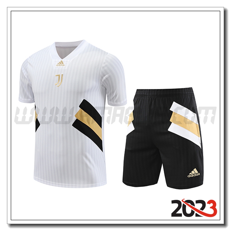 Kit Maglia Allenamento Juventus + Pantaloncini Bianco 2023 2024 -04