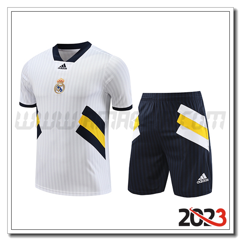Kit Maglia Allenamento Real Madrid + Pantaloncini Bianco 2023 2024 -04