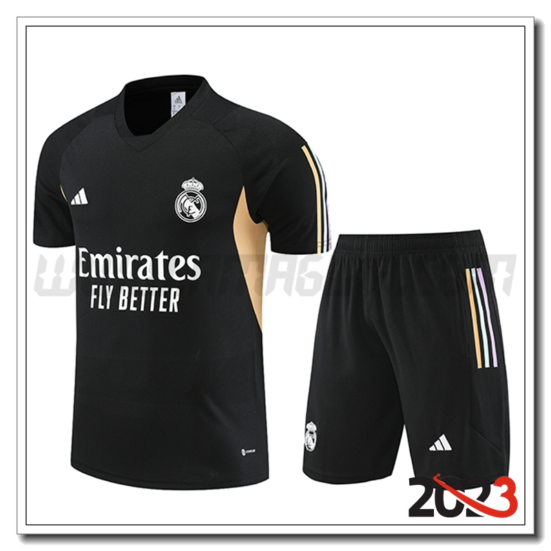 Kit Maglia Allenamento Real Madrid + Pantaloncini Nero 2023 2024 -02