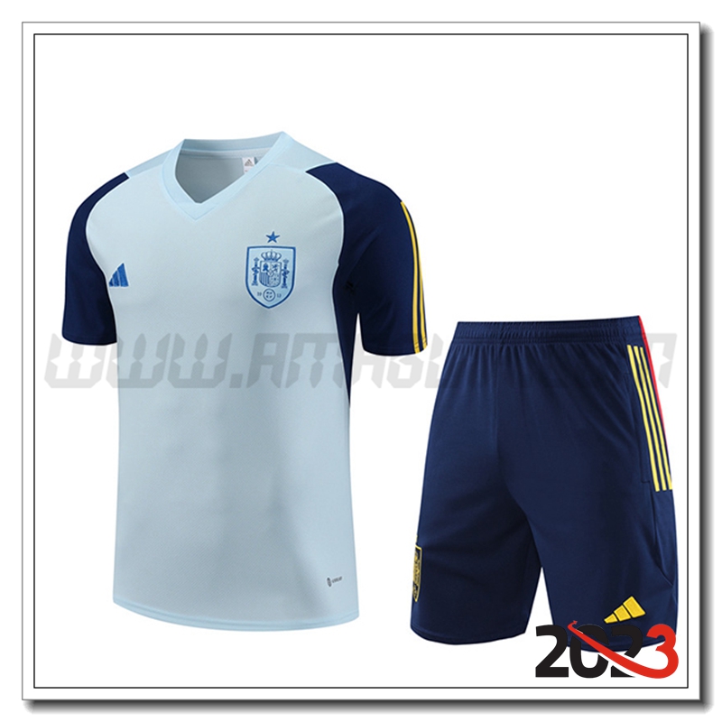 Kit Maglia Allenamento Spagna + Pantaloncini Azzurro 2023 2024 -02