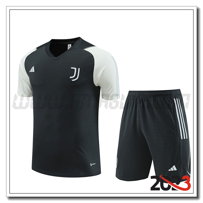 Kit Maglia Allenamento Juventus + Pantaloncini Grigio Scuro 2023 2024