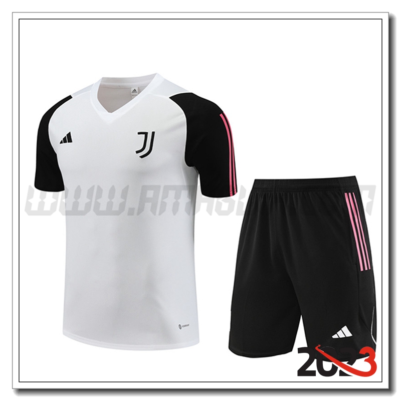 Kit Maglia Allenamento Juventus + Pantaloncini Bianco 2023 2024 -05