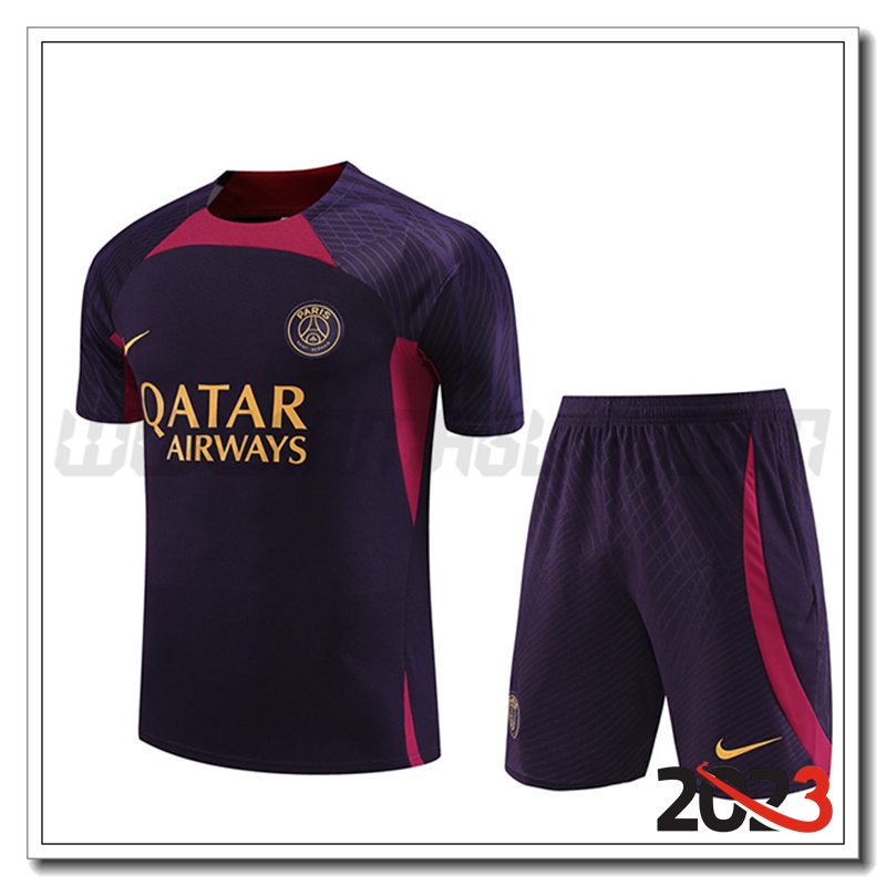 Kit Maglia Allenamento PSG + Pantaloncini Blu/viola 2023 2024