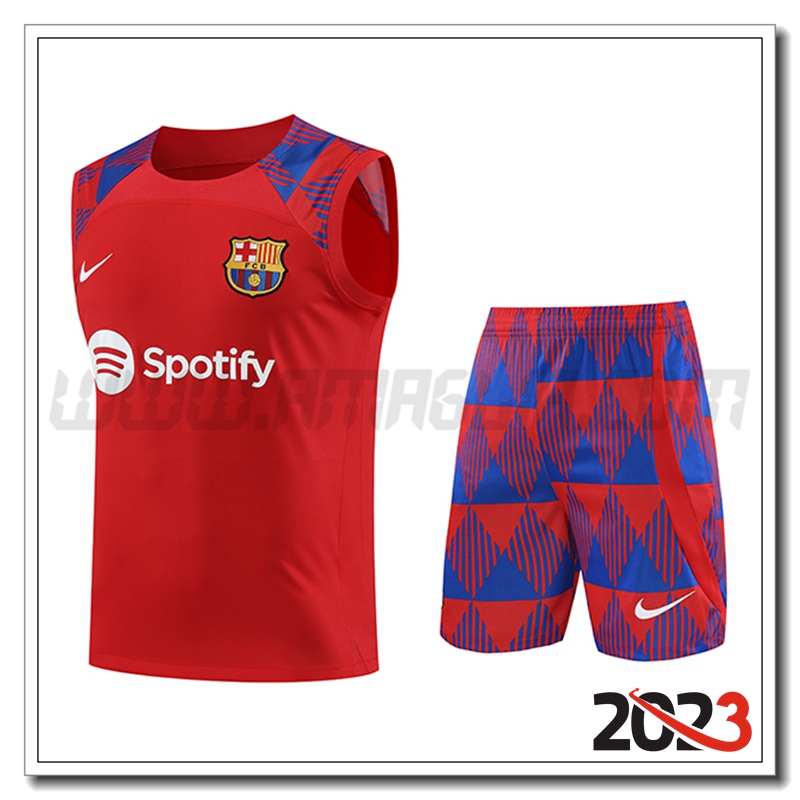 Kit Canotta Allenamento FC Barcellona + Pantaloncini Rosso 2023 2024