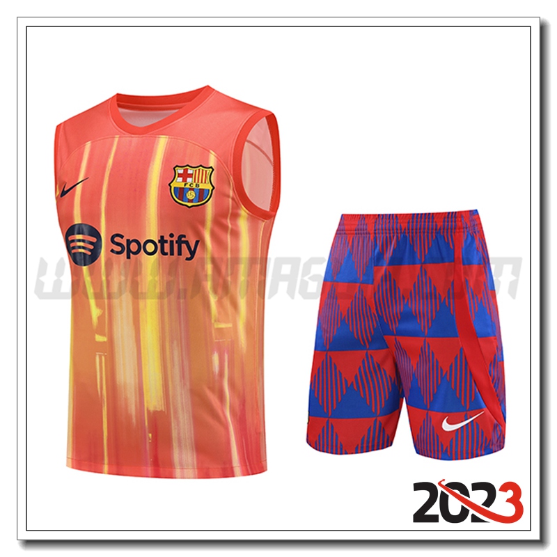 Kit Canotta Allenamento FC Barcellona + Pantaloncini Arancia 2023 2024