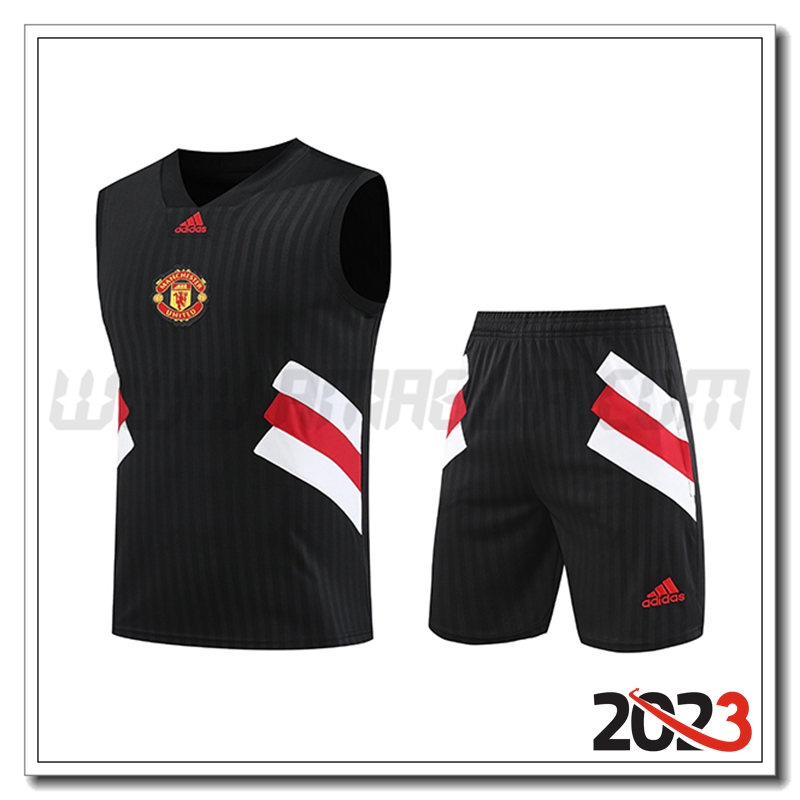 Kit Canotta Allenamento Manchester United + Pantaloncini Nero 2023 2024 -02