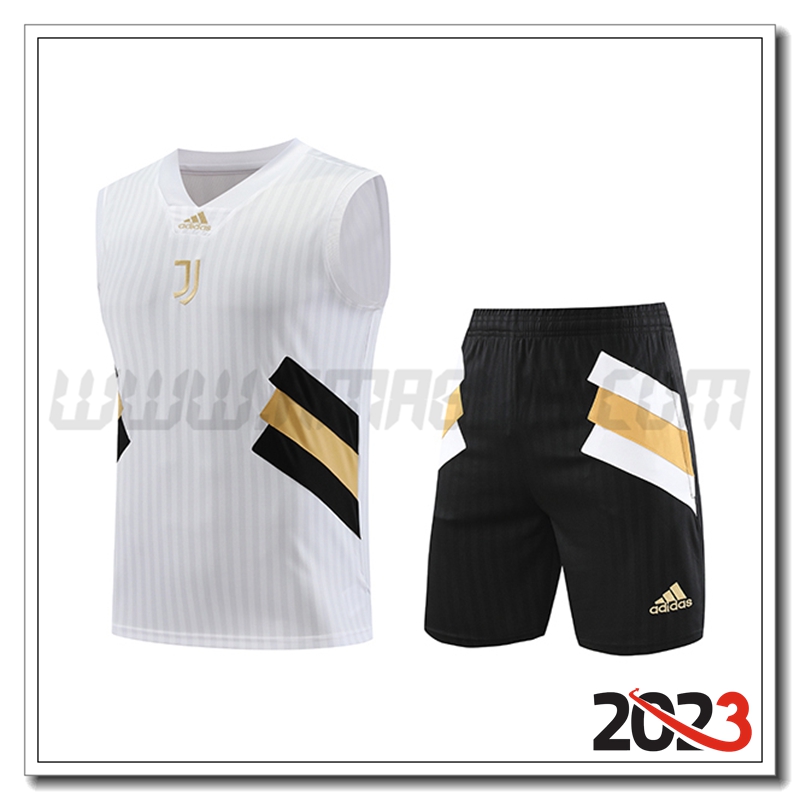 Kit Canotta Allenamento Juventus + Pantaloncini Bianco 2023 2024