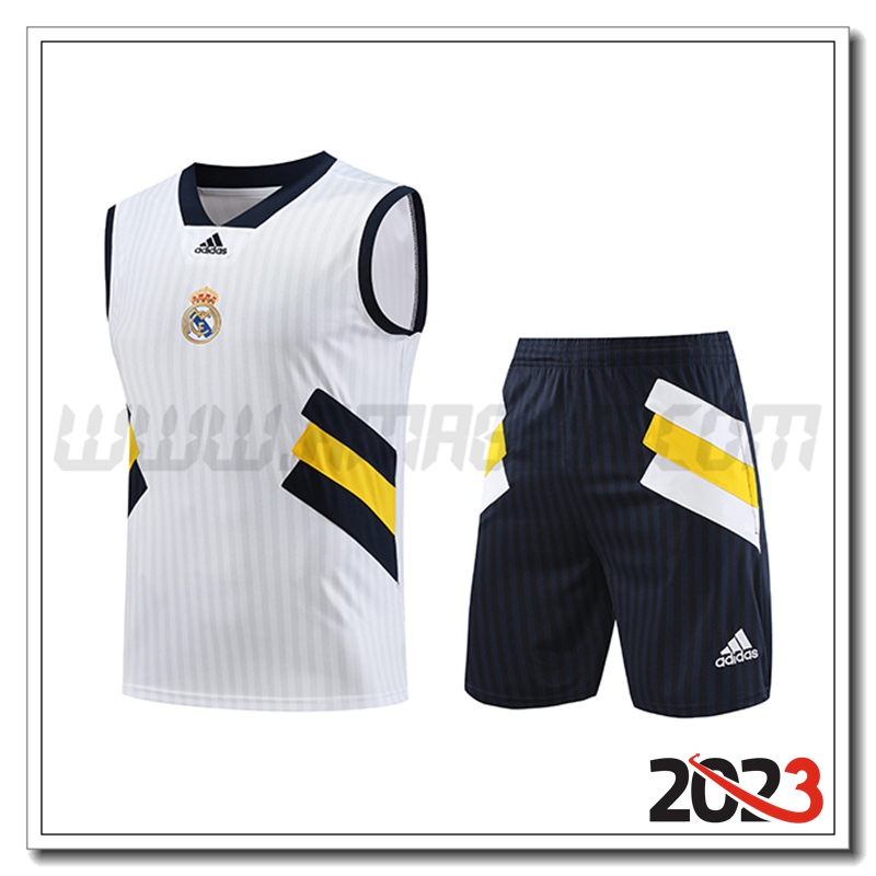 Kit Canotta Allenamento Real Madrid + Pantaloncini Bianco 2023 2024 -02