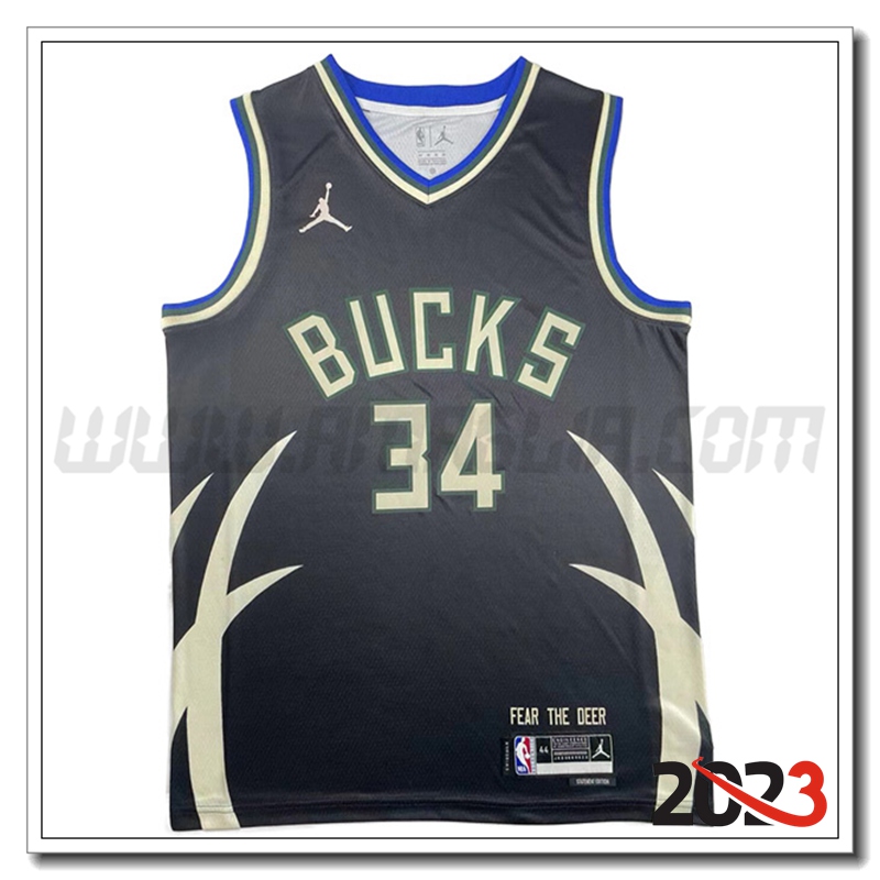 Maglia Milwaukee Bucks (ANTETOKOUNMPO #34) 2023/24 Nero