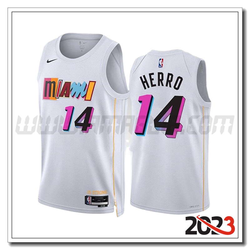 Maglia Miami Heat (HERRO #14) 2023/24 Bianco -02