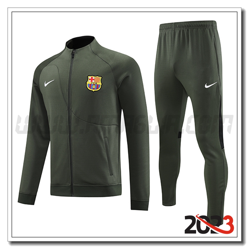 Tuta Allenamento Giacca FC Barcellona Verde 2023 2024