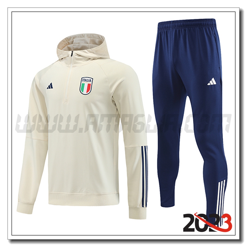 Tuta Giacca Con Cappuccio Italia Bianco 2023 2024