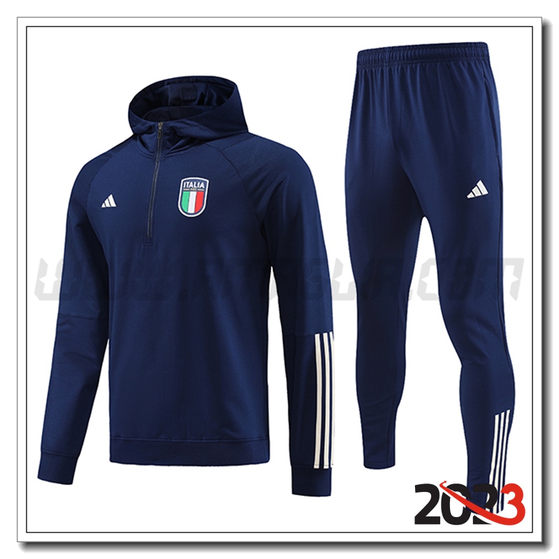 Tuta Giacca Con Cappuccio Italia blu navy 2023 2024