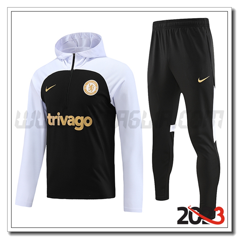 Tuta Giacca Con Cappuccio FC Chelsea Nero/Bianco 2023 2024