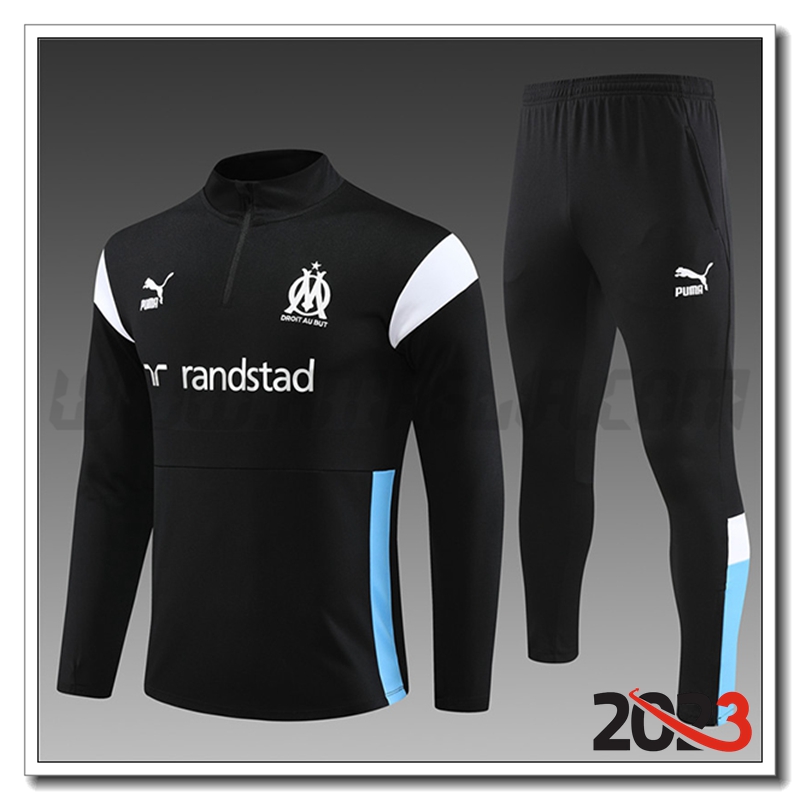 Tuta Allenamento Marsiglia Bambino Nero 2023 2024