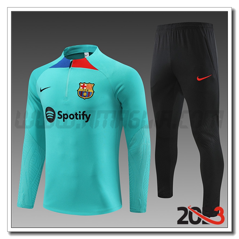 Tuta Allenamento FC Barcellona Bambino Verde 2023 2024 -02