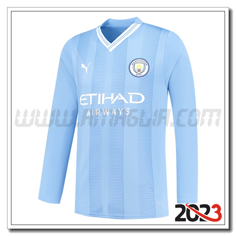 Prima Nuovo Maglia Calcio Manchester City Manica lunga 2023 2024