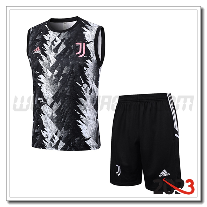 Kit Canotta Allenamento + Pantaloncini Juventus Nero/Bianco 2023 2024 -02