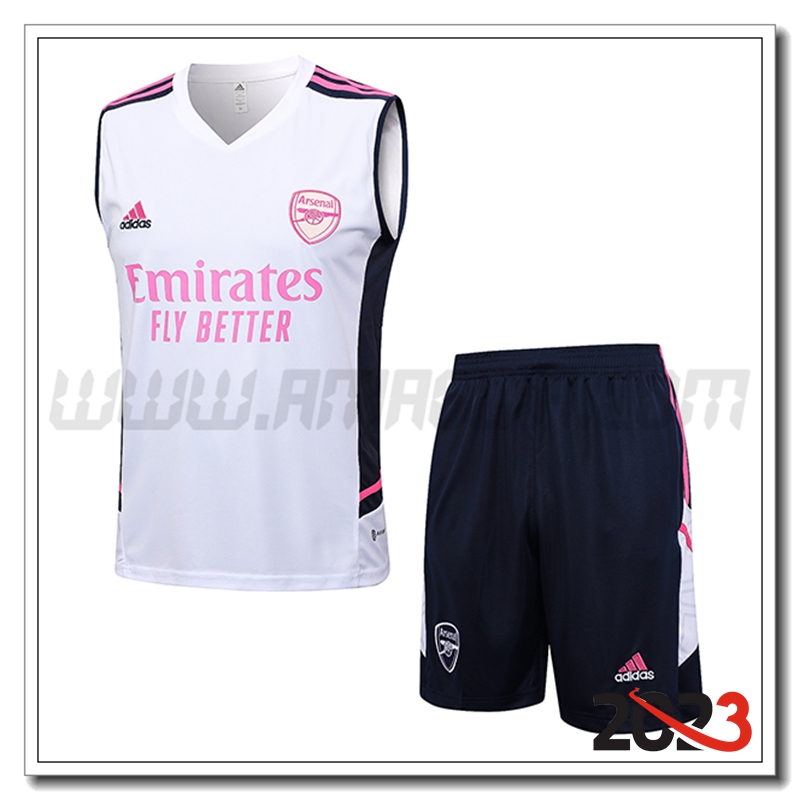 Kit Canotta Allenamento + Pantaloncini Arsenal Bianco 2023 2024 -02