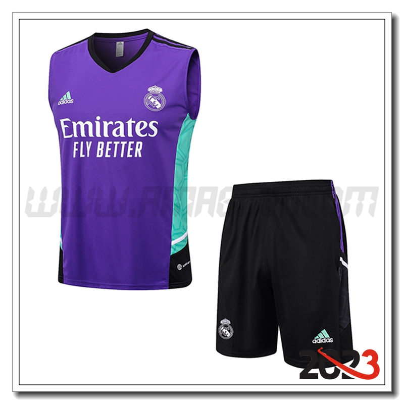 Kit Canotta Allenamento + Pantaloncini Real Madrid viola 2023 2024 -02