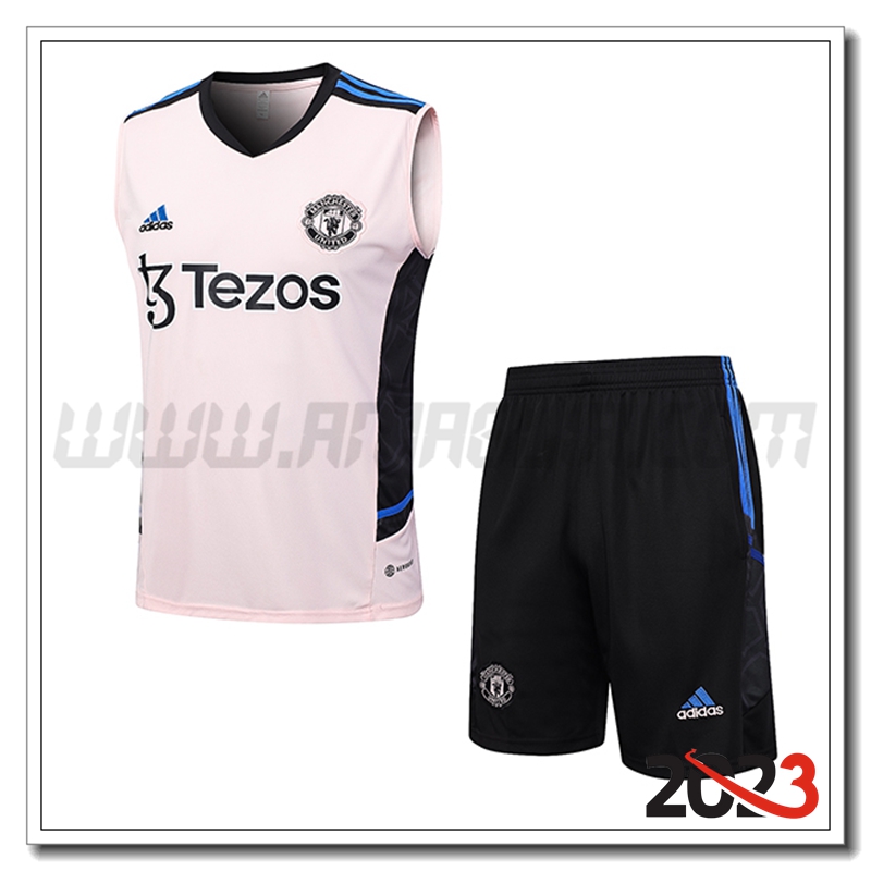 Kit Canotta Allenamento + Pantaloncini Manchester United Rosa 2023 2024