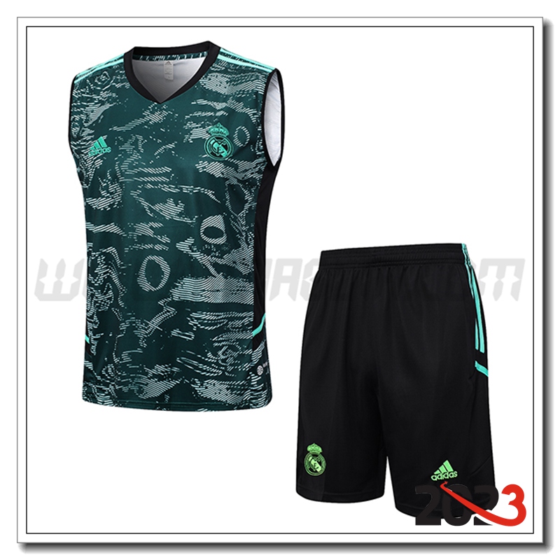 Kit Canotta Allenamento + Pantaloncini Real Madrid Verde 2023 2024 -02
