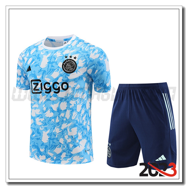 Kit Maglia Allenamento + Pantaloncini Ajax Azzurro 2023 2024