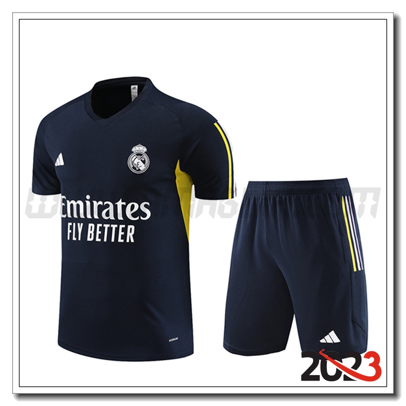 Kit Maglia Allenamento + Pantaloncini Real Madrid blu navy 2023 2024