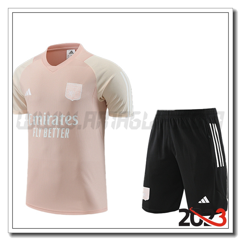 Kit Maglia Allenamento + Pantaloncini Lyon Rosa 2023 2024 -02