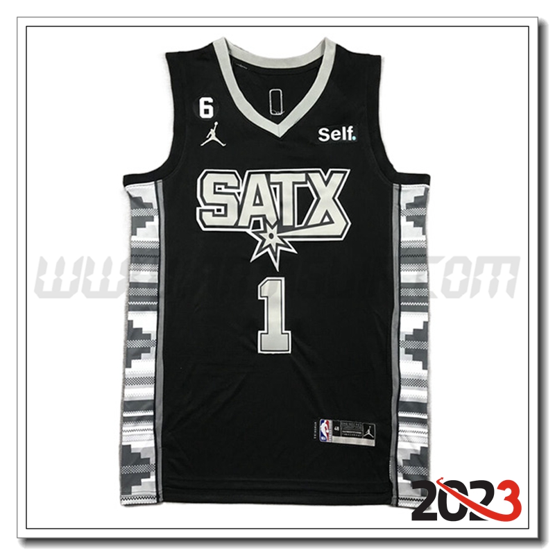 Maglia San Antonio Spurs (WEMBANYAMA #1) 2023/24 Nero -02