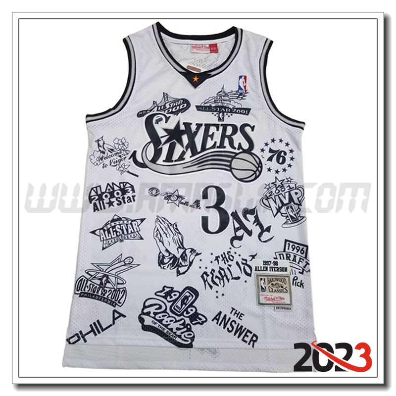 Maglia Philadelphia 76ers (IVERSON #3) 2023/24 Nero/Bianco