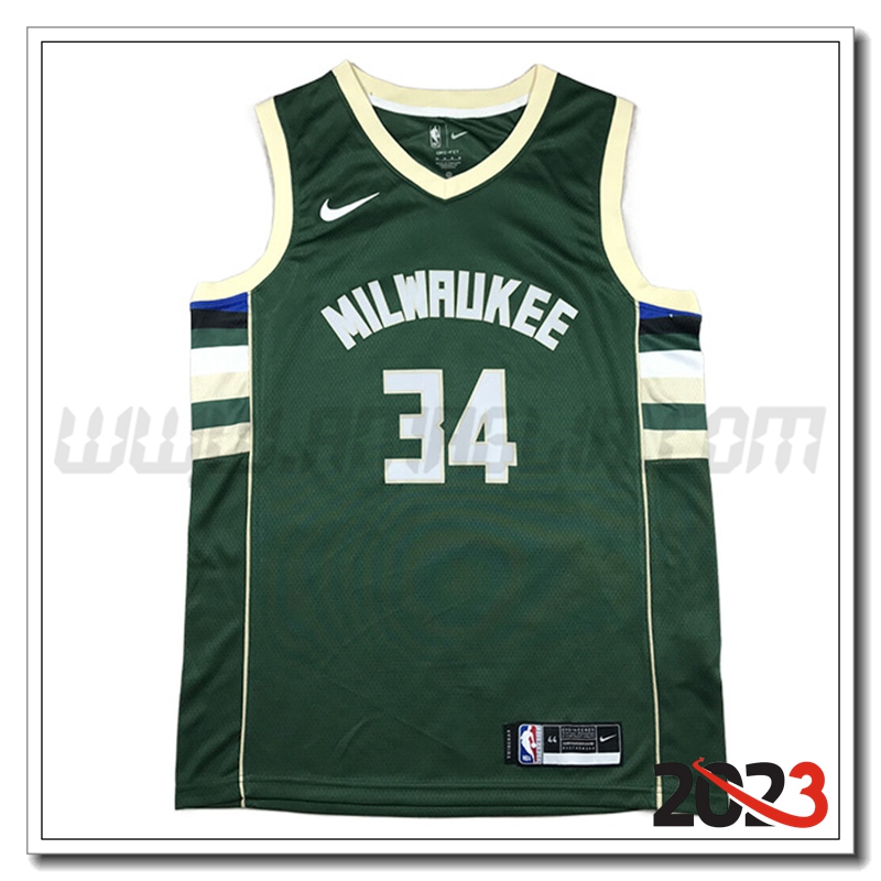 Maglia Milwaukee Bucks (ANTETOKOUNMPO #34) 2023/24 Verde