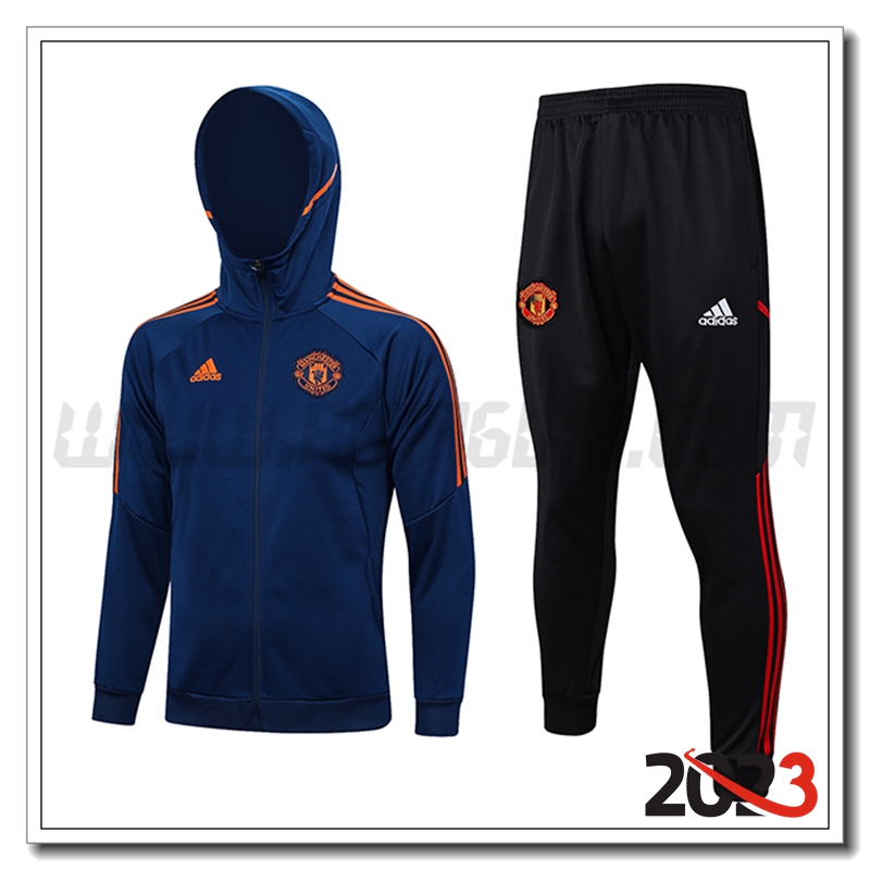 Giacca Con Cappuccio Tuta Giacca A Vento Manchester United blu navy 2023 2024