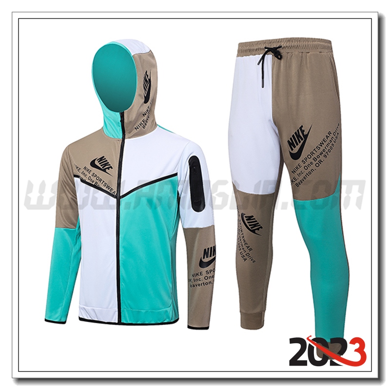 Giacca Con Cappuccio Tuta Giacca A Vento Nike Verde/Bianco 2023 2024