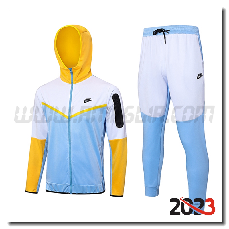 Giacca Con Cappuccio Tuta Giacca A Vento Nike Blu/Bianco/Giallo 2023 2024