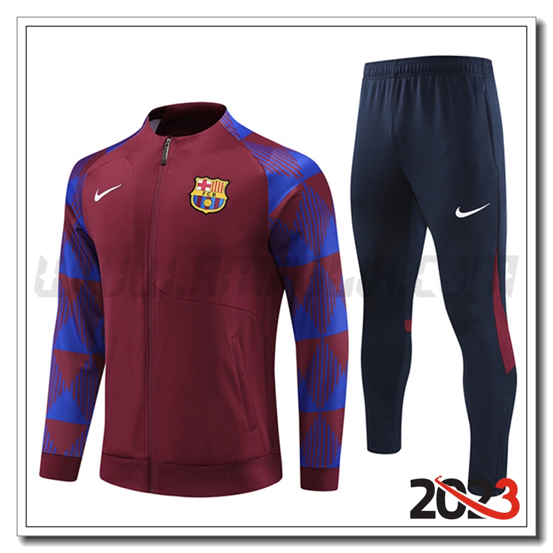 Tuta Allenamento Giacca FC Barcellona Rosso 2023 2024 -02
