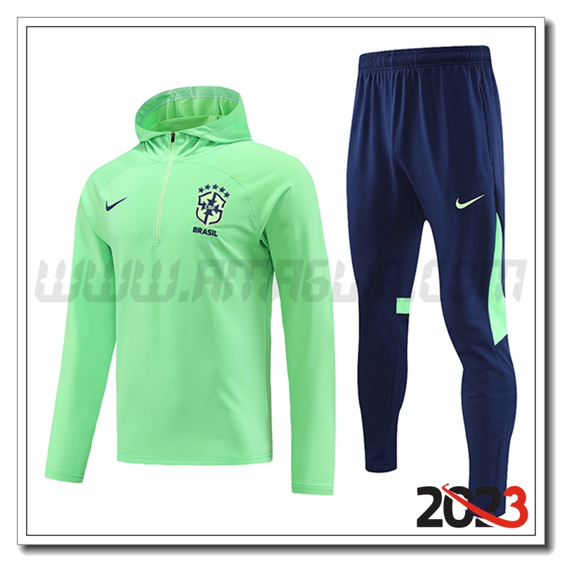 Giacca Con Cappuccio Tuta Brasile Verde 2023 2024