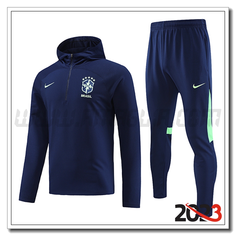 Giacca Con Cappuccio Tuta Brasile blu navy 2023 2024