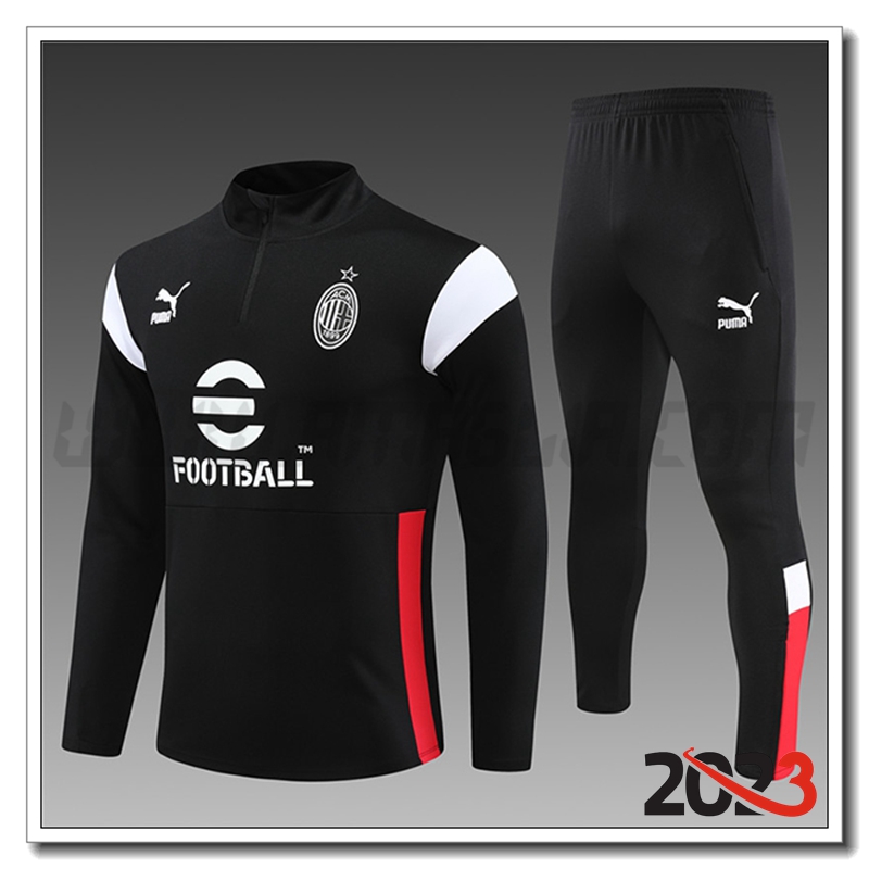 Tuta Allenamento AC Milan Bambino Nero 2023 2024