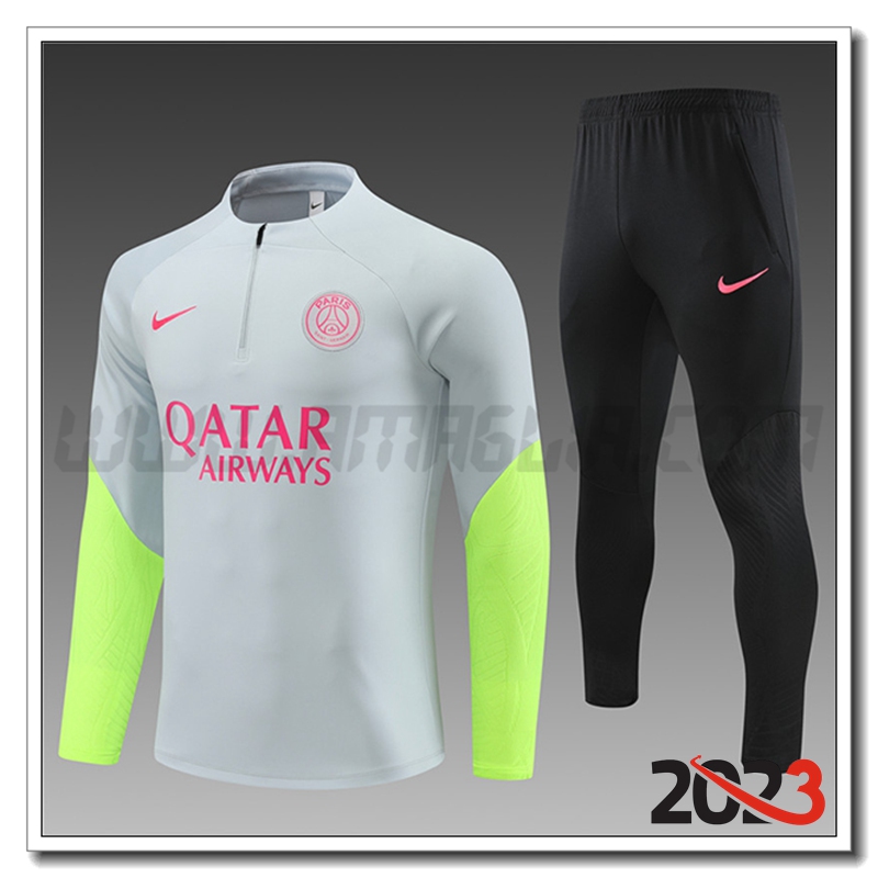 Tuta Allenamento PSG Bambino Grigio Chiaro 2023 2024