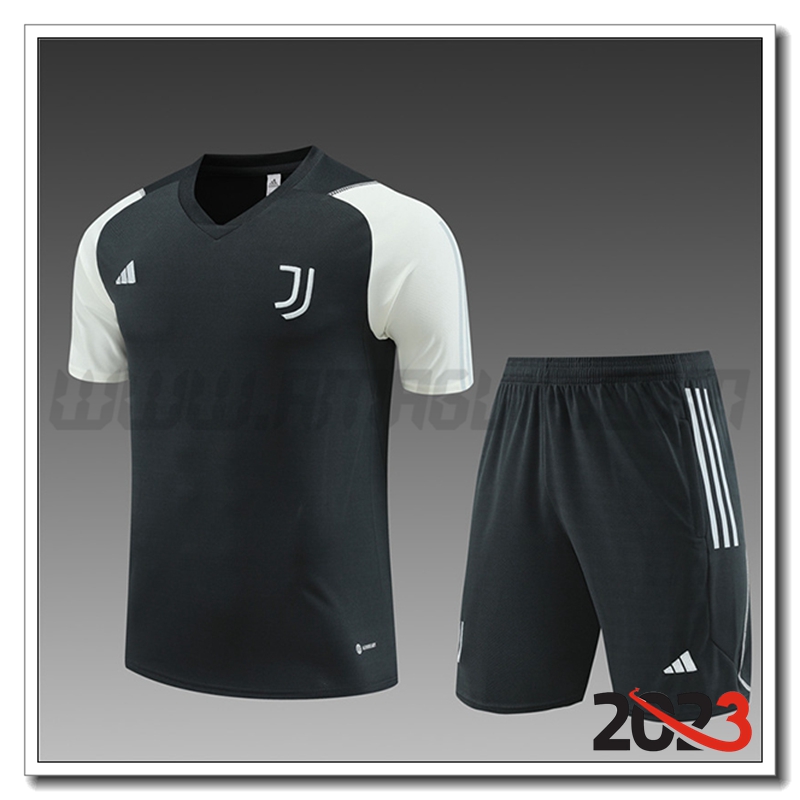 Kit Maglia Allenamento + Pantaloncini Juventus Bambino Grigio Scuro 2023 2024