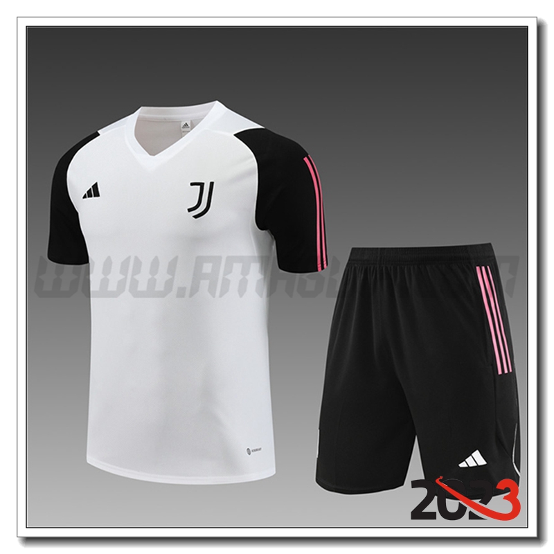 Kit Maglia Allenamento + Pantaloncini Juventus Bambino Bianco 2023 2024