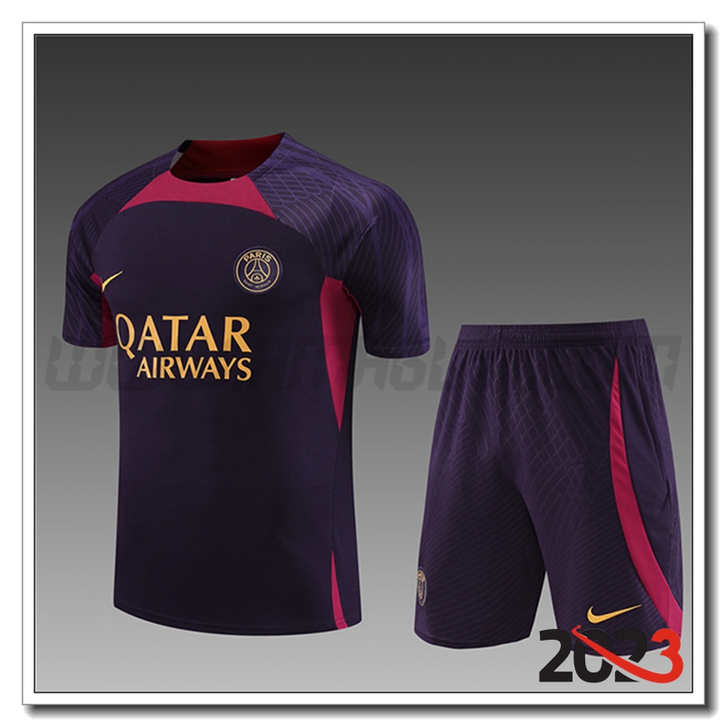 Kit Maglia Allenamento + Pantaloncini PSG Bambino viola 2023 2024