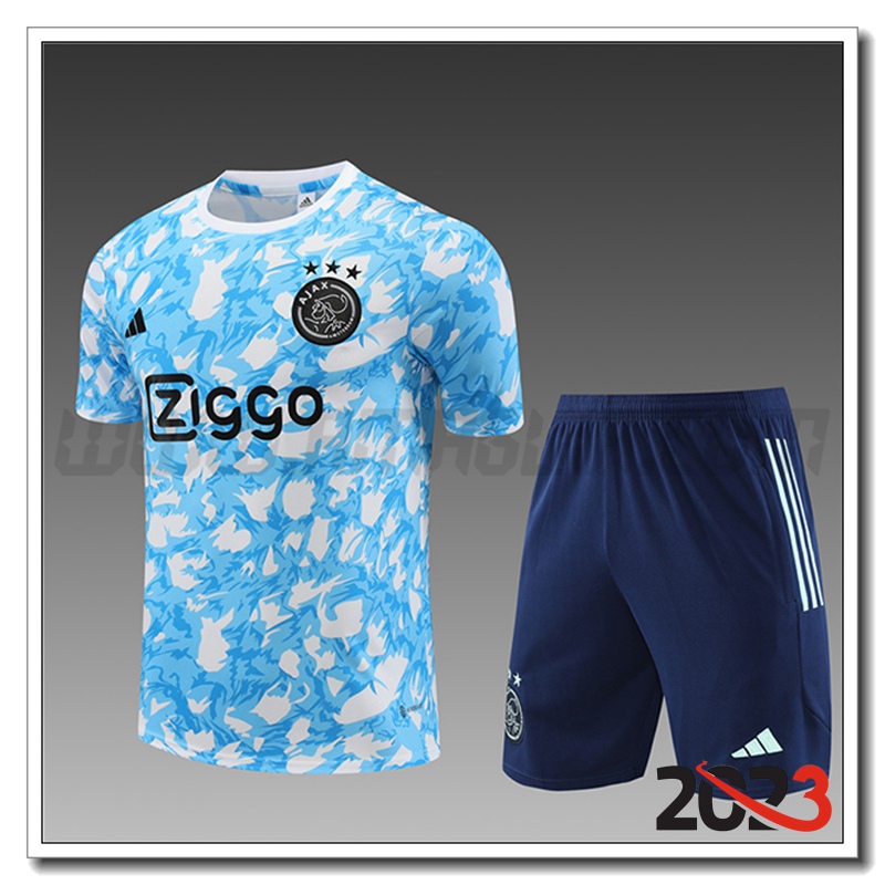 Kit Maglia Allenamento + Pantaloncini Ajax Bambino Azzurro 2023 2024