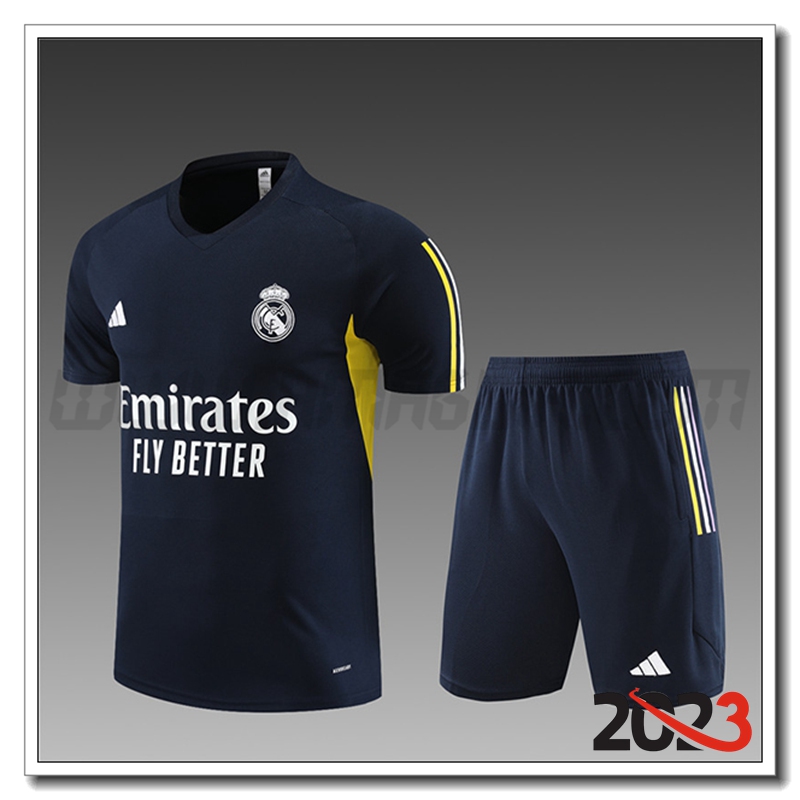 Kit Maglia Allenamento + Pantaloncini Real Madrid Bambino blu navy 2023 2024