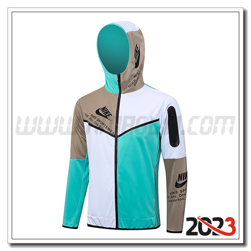 Giacca Con Cappuccio Nike Verde/Bianco 2023 2024