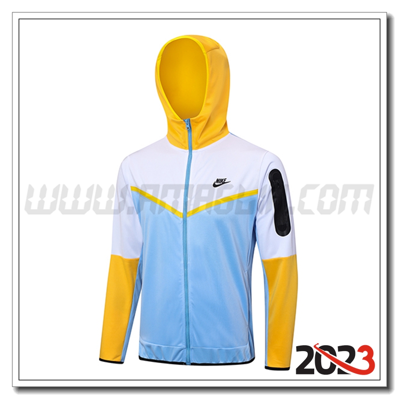 Giacca Con Cappuccio Nike Blu/Bianco/Giallo 2023 2024