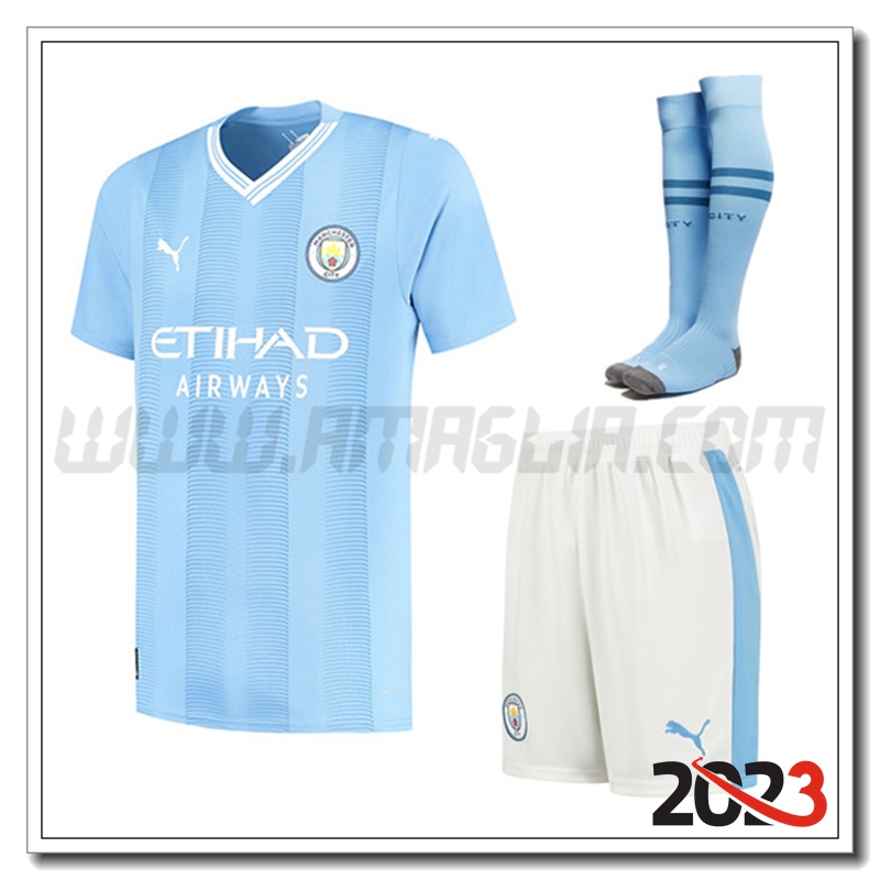 Kit Maglia Manchester City Prima (Pantaloncini + Calzini) 2023 2024